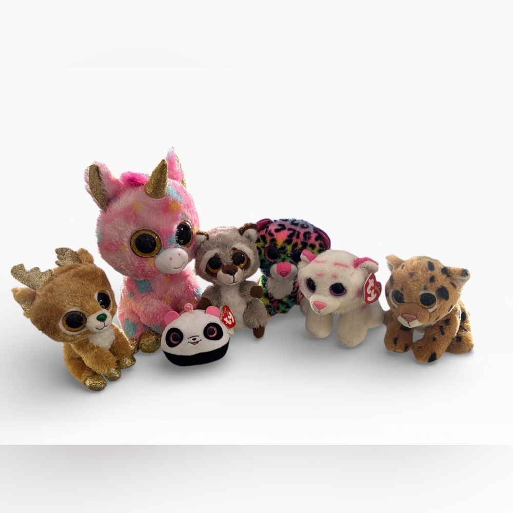 Ty Beanie Babies Plush Set - Pink, Brown, White, Black